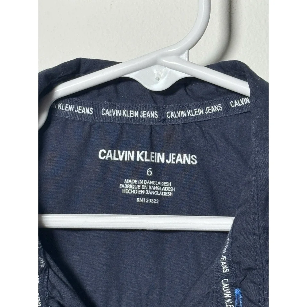 Calvin Klein Boys Size 6 Navy Blue Long‎ Sleeve Button Shirt